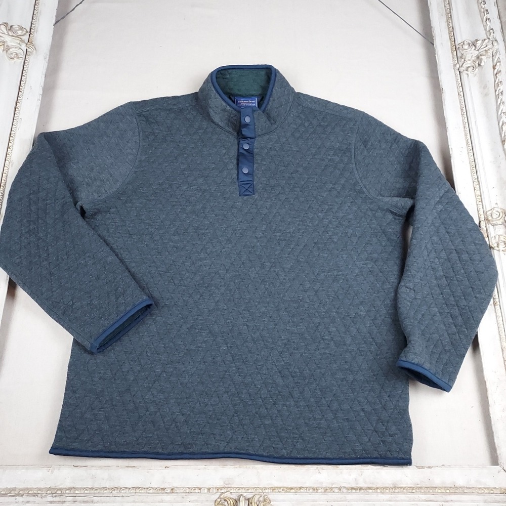 Wilkens Bros Heritage Collection Quilted Pullover Men's XL Blue Snap Mock Neck